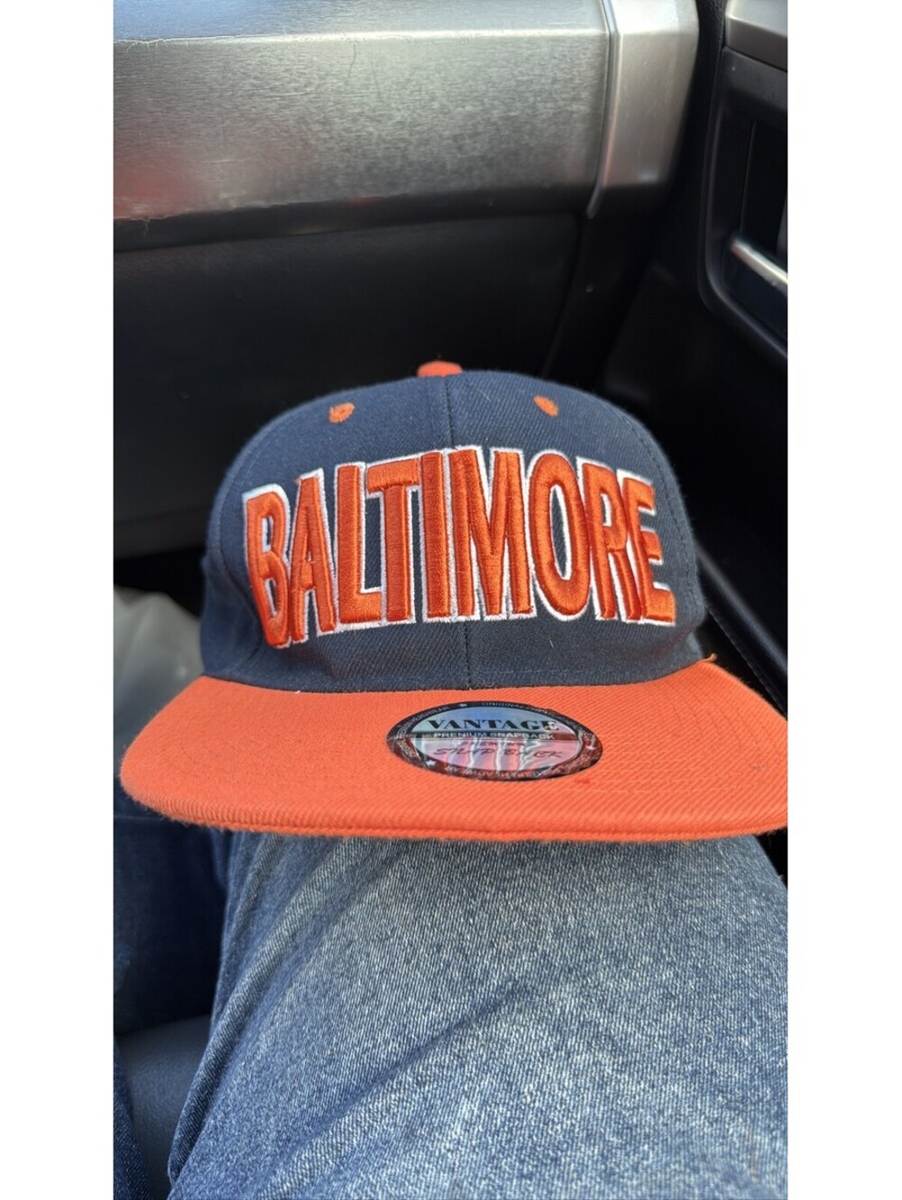 Baltimore Snapback Hat Cap Navy Blue Orange 3D Embroidered Adjustable